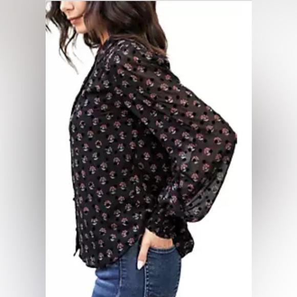 DR2 by Daniel Rainn Women's XL 14-16 Black Button Front Blouse Top NWOT NEW - Picture 3 of 12